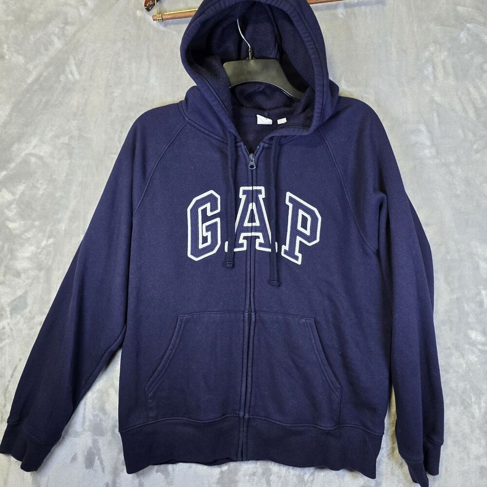 Gap Hoodie Womens Navy Blue Large Full Zip Pockets  Classic